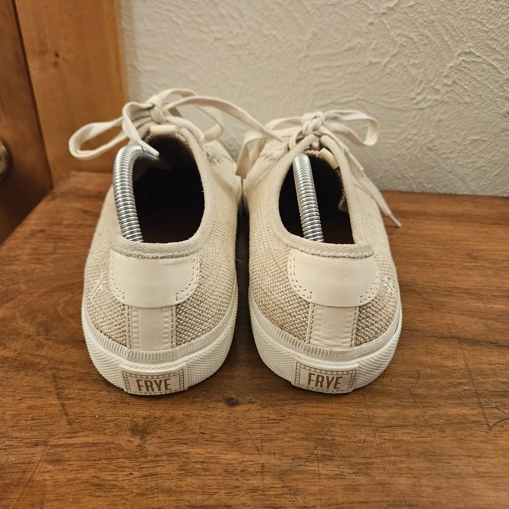 FRYE Brett Beige Canvas Lace Up Low Top Fashion Sneakers Men's Size 11